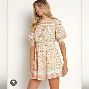 Cleobella Dallas Mini Carnation All Over Print Dress With Open Back, Size Medium